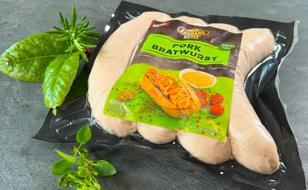 A Farmfoods Pork Bratwurst pack