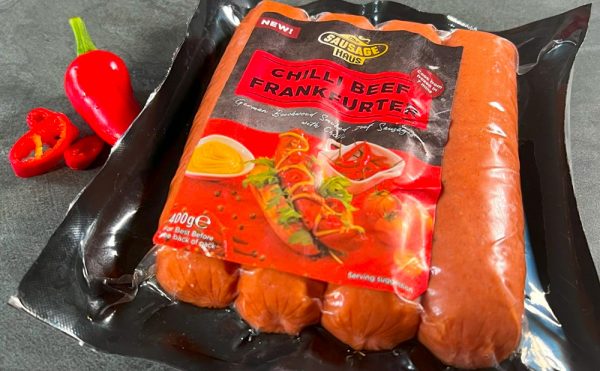 Farmfoods Chilli Beef Frankfurter pack