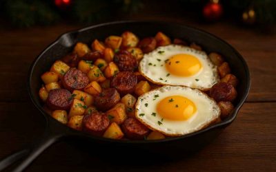 Bratwurst Breakfast Hash with Potatoes & Fried Eggs – Hearty German Breakfast