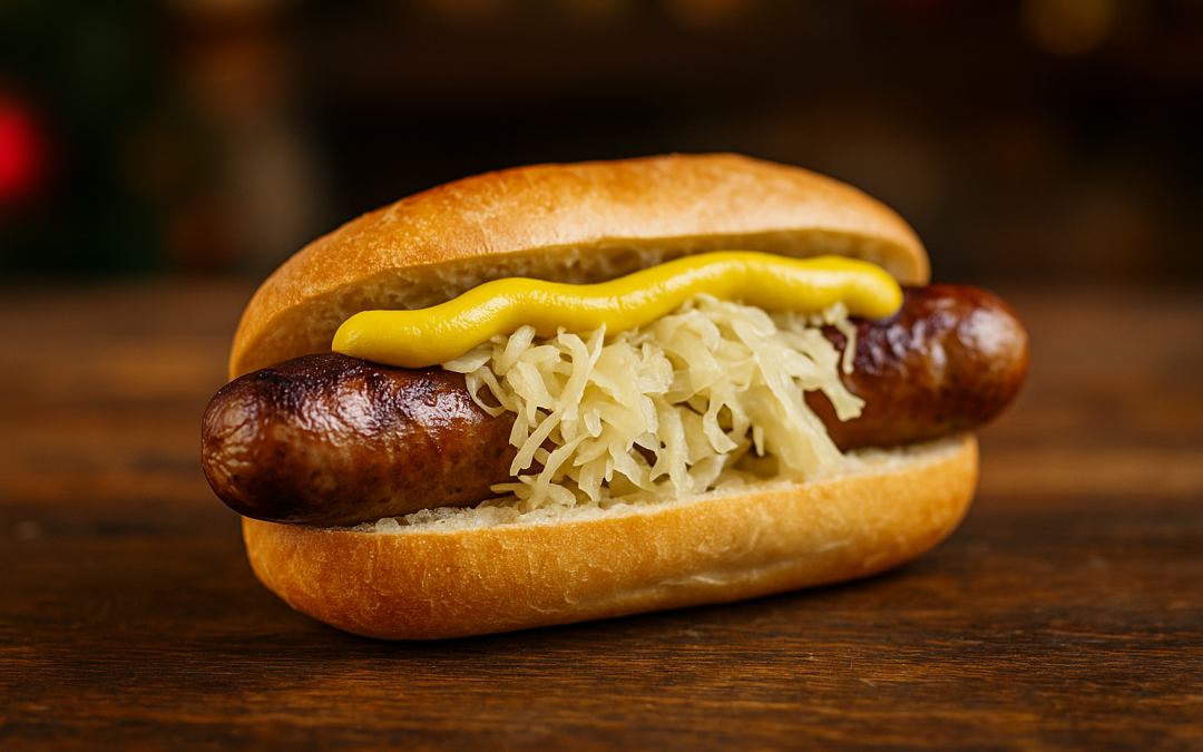 Classic Grilled Bratwurst with Mustard & Sauerkraut