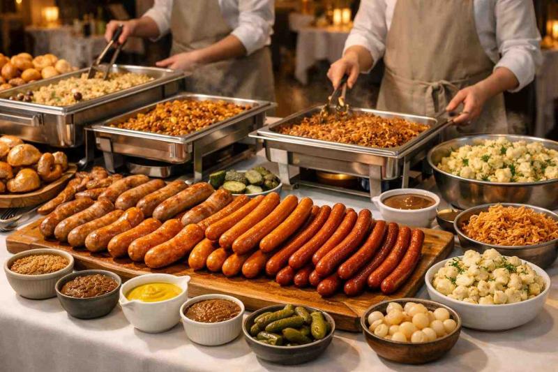 sausage buffet ideas - 1. The Classic Wedding Evening Buffet
