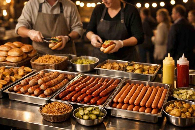 sausage buffet ideas - 4. The Late-Night Wedding Revival Buffet