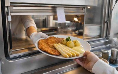 Schnitzel with White Asparagus, Hollandaise and Steamed Potatoes