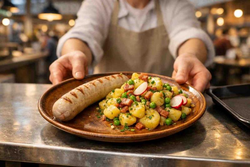 Bratwurst with Warm Potato Salad and Herbs