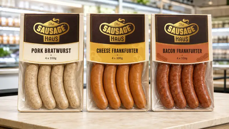 German Sausage Retail Range: Why Bratwurst, Cheese Frankfurters and Bacon Frankfurters Make a Strong Three-Pack Line-Up